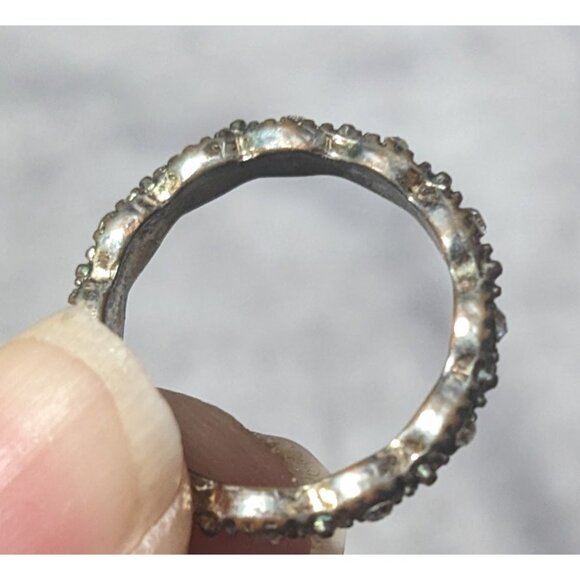 Whimsical Braided Silver Tone Rhinestone Ring Size 7 - Picture 7 of 15